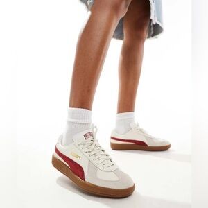 Puma Women's White and Red Sneakers